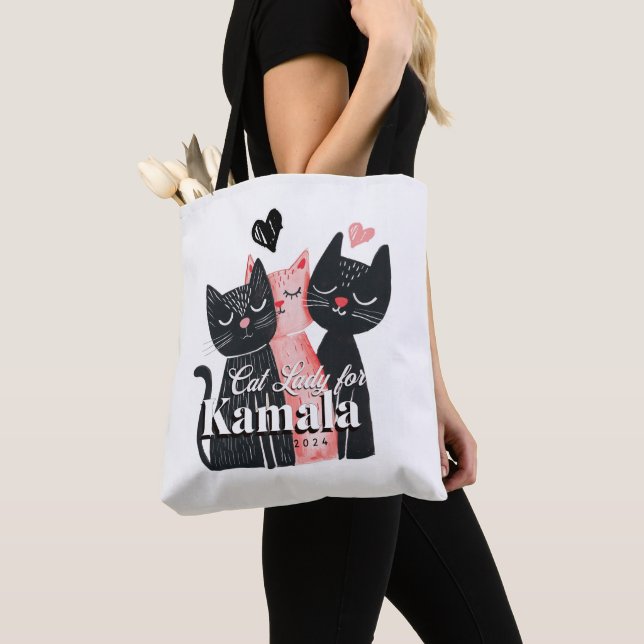 Bolso De Tela Lady gata por Kamala Harris 2024 (Detalle)