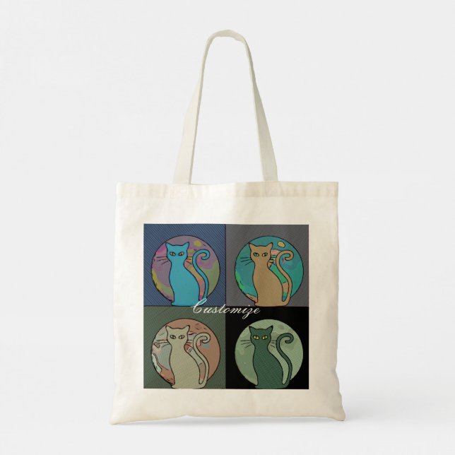 Bolso De Tela Lady Gato Multi Gatos Sentando Thunder_Cove (Reverso)