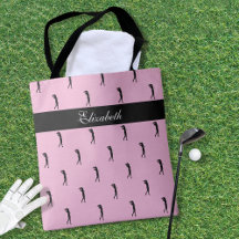 Lady Golfer Patrón de nombre personalizado Pink Bl