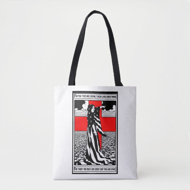 Bolso De Tela Lady Liberty WWI Poster Patriótico Estadounidense  (Anverso)