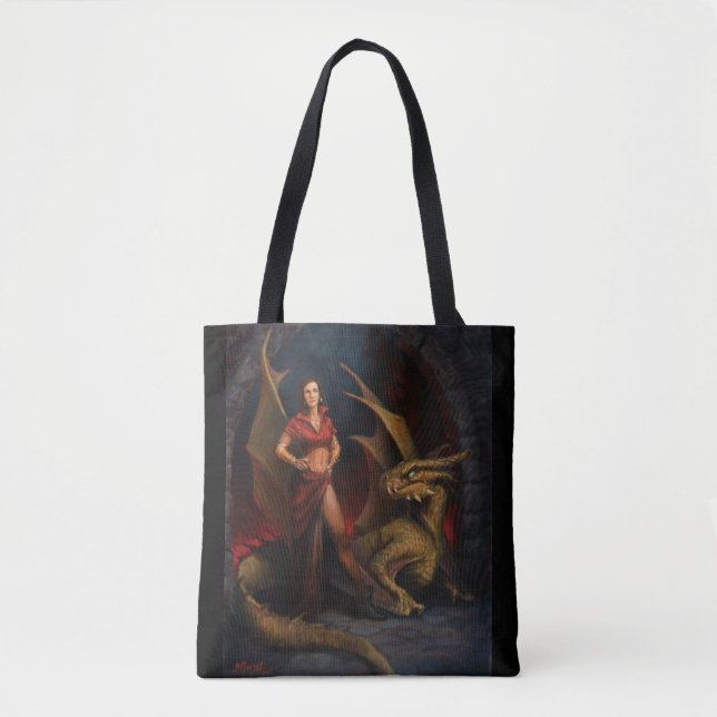 Bolso De Tela Lady y el dragón (Anverso)