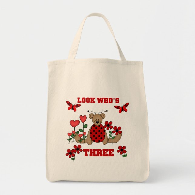 Bolso De Tela Ladybug Bear 3 camisetas de cumpleaños (Frente)
