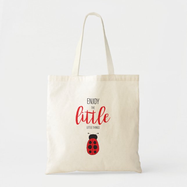 Bolso De Tela Ladybug de bebé con la mano roja y negra (Frente)