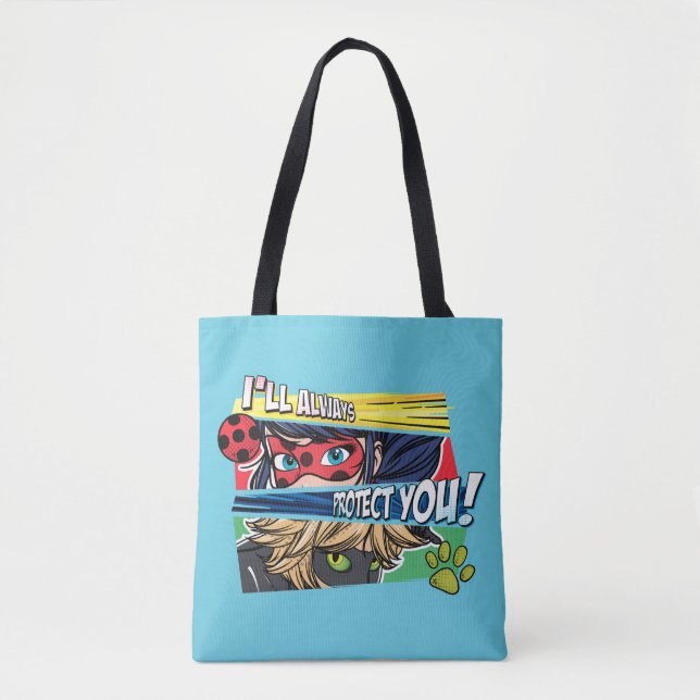 Bolso De Tela Ladybug milagroso y Cat Noir siempre te protegen (Anverso)