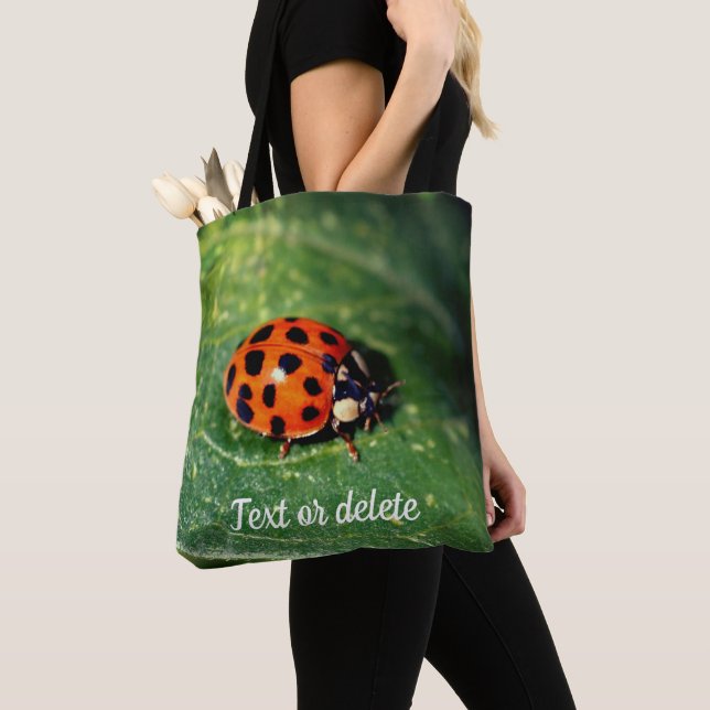 Bolso De Tela Ladybug On Leaf Close Personalizado (Detalle)