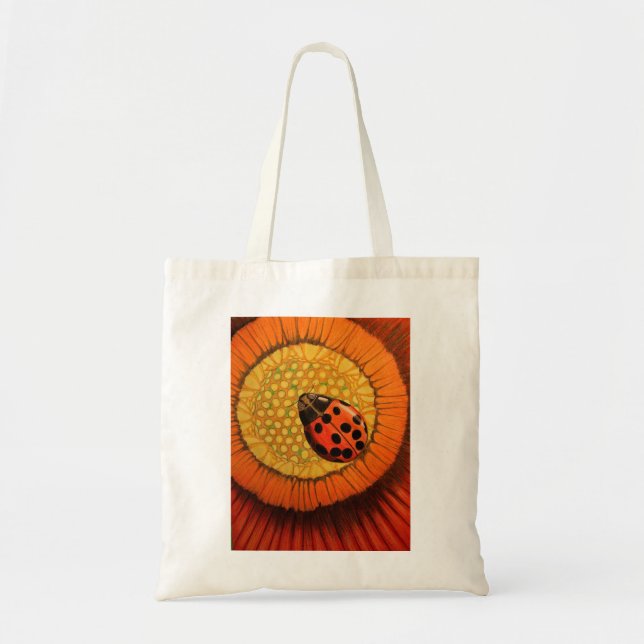 Bolso De Tela Ladybug Rojo En Flor (Frente)