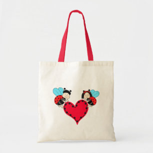 Bolso De Tela Ladybugs con corazón