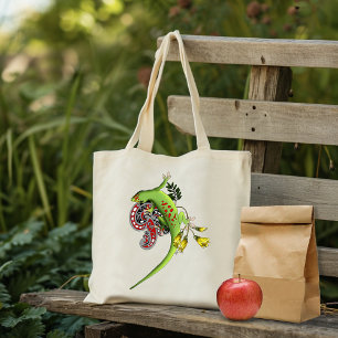 Bolso De Tela Lagarto Verde Tribal Lavanda Rojo