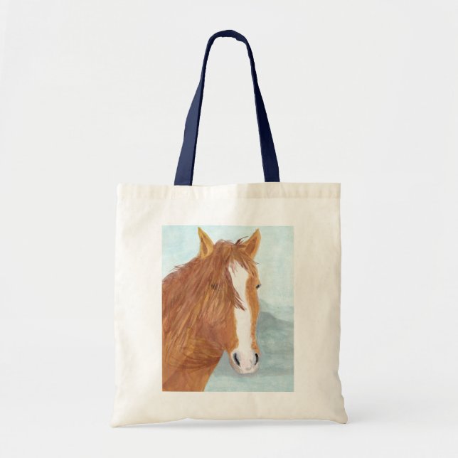 Bolso De Tela Lago Brown Wild Horse Blue Mountain - acrílico. (Frente)