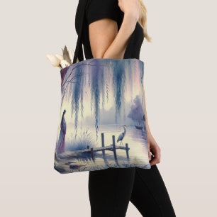 Bolso De Tela Lago de Fantasía Serene con Willow y Heron