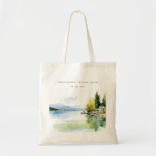 Bolso De Tela Lago de Ginebra Suiza Acuarela Paisaje Boda