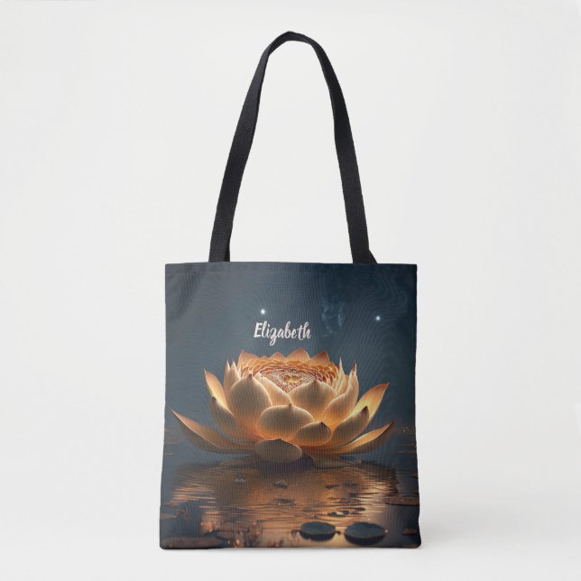 Bolso De Tela Lago Flor de Loto Oscuro (Anverso)