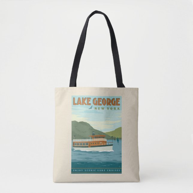 Bolso De Tela Lago George, Nueva York | Barco de época (Anverso)