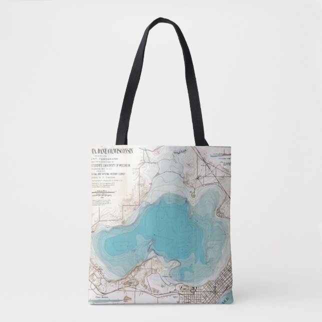Bolso De Tela Lago hidrográfico Mendota del mapa (Anverso)
