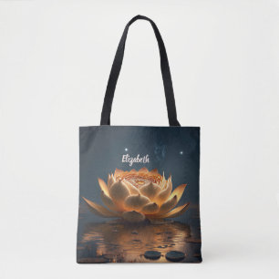 Bolso De Tela Lago Lotus Flower Dark