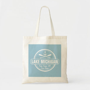 Bolso De Tela Lago Michigan, ciudad personalizado, nombre, ancla