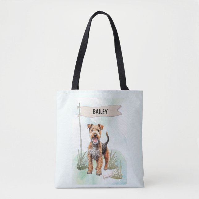 Bolso De Tela Lakeland Terrier Watercolor Personalized Dog (Anverso)