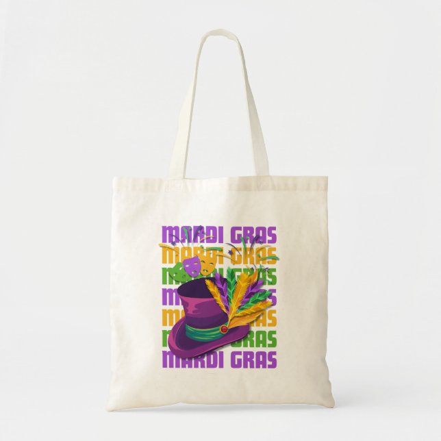 Bolso De Tela Láminas de sombrero superior MARDI GRAS (Frente)