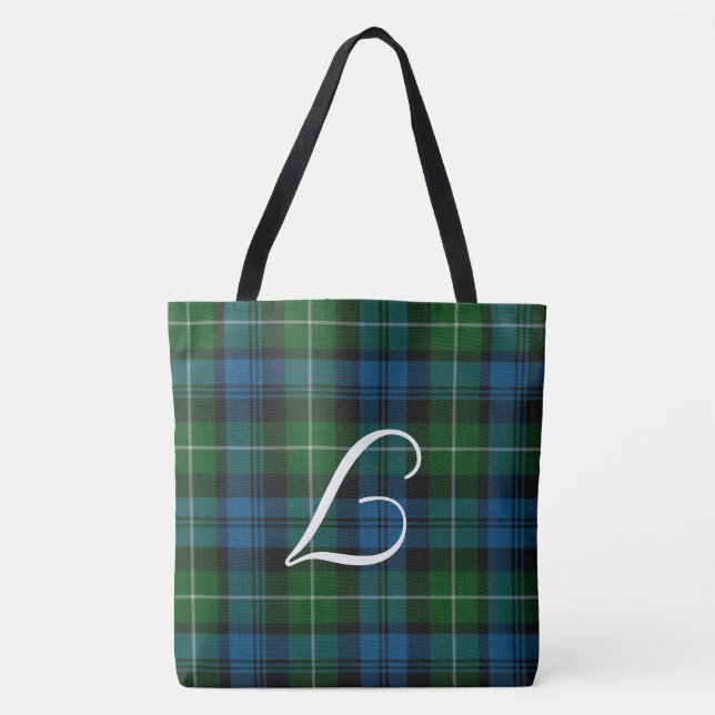 Bolso De Tela Lamont Tartan Plaid Tote Bag Monogramado (Anverso)