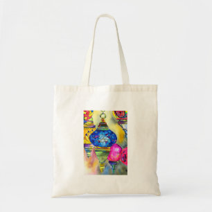 Bolso De Tela Lámparas turcas mosaico acuarela arte fino
