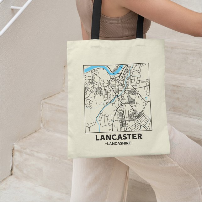 Bolso De Tela Lancaster, Lancashire City Map Tote Bag (Subido por el creador)