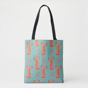Bolso De Tela Langosta Cangrejo de Río Acuarela Patrón Pintado a
