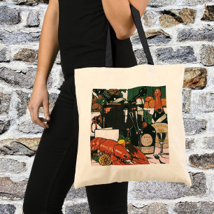 Bolso De Tela Langosta Champán Vintage; Fiesta Elegante y Lujosa