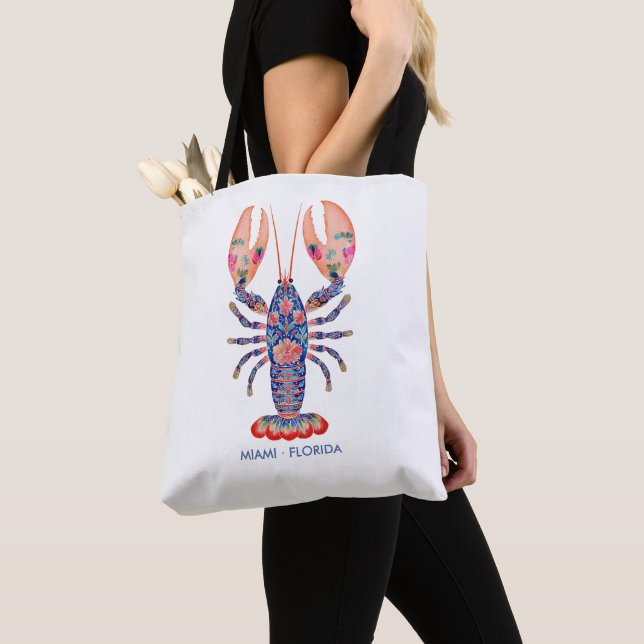 Bolso De Tela Langosta Floral Costera (Detalle)