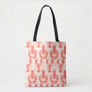 Bolso De Tela Langostas y conchas marinas Patrón Náutico Rosa Co