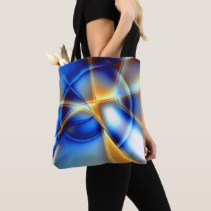 Bolso De Tela Lanzamiento de llamativas líneas azules, amarillas
