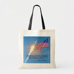 Bolso De Tela Lanzamiento del Apolo 11 con bandera estadounidens