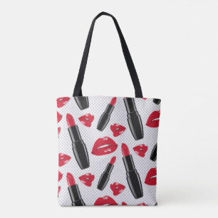 Bolso De Tela Lápices labiales rojos de los labios