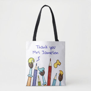 Bolso De Tela Lápices y pinceles gracias regalo de profesor