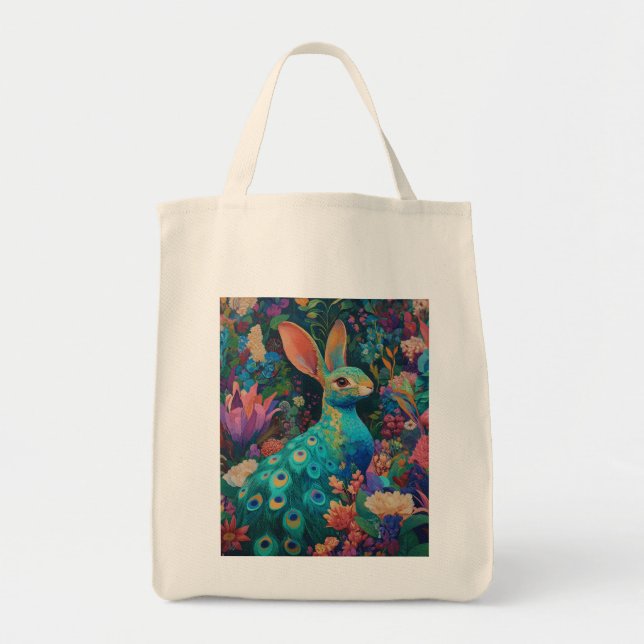 Bolso De Tela Lapin aux plumes de paon (Frente)