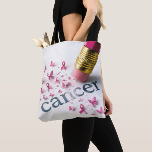 Bolso De Tela Lápiz rosa borrando texto de cáncer