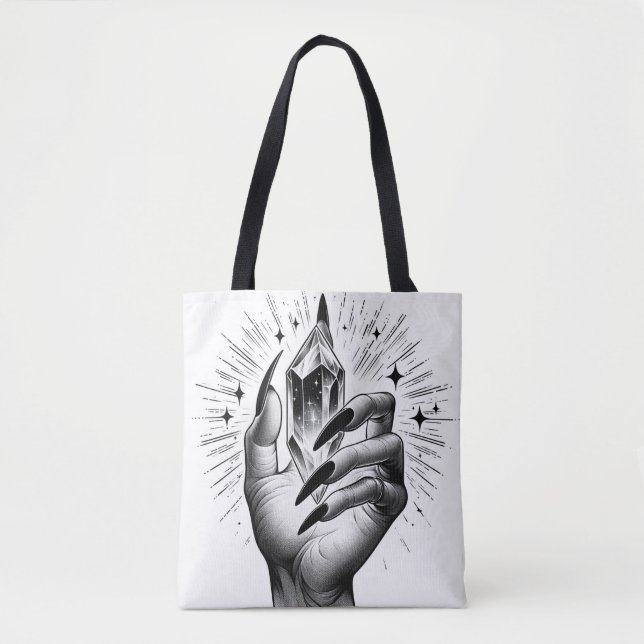 Bolso De Tela Largas uñas negras y cosecha mágica de la energía  (Anverso)