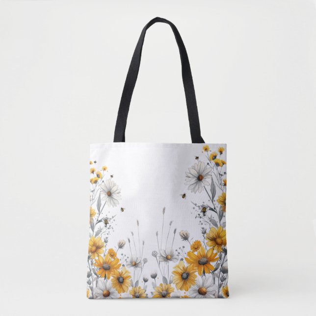 Bolso De Tela Las abejas y las maricones adoran la flor amarilla (Anverso)