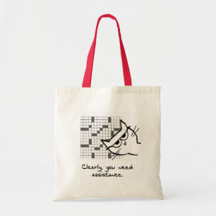Bolso De Tela Las ayudas del gato con el crucigrama - tote