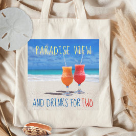 Bolso De Tela Las bebidas con vistas al paraíso para dos playas