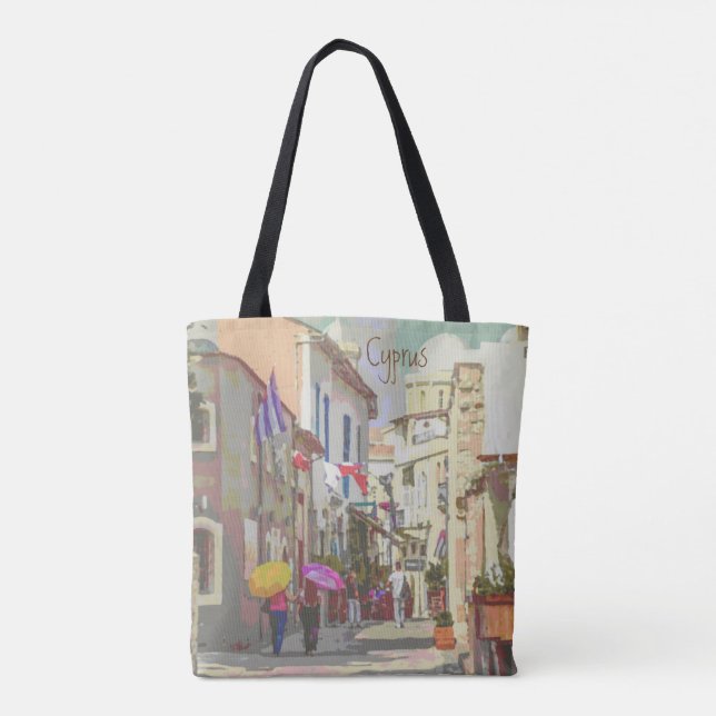Bolso De Tela Las calles más impresionistas de Chipre para el ar (Reverso)
