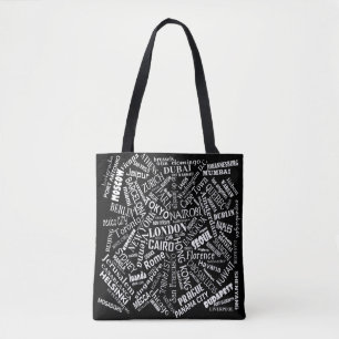 Bolso De Tela Las ciudades del mundo todo encima - imprima la