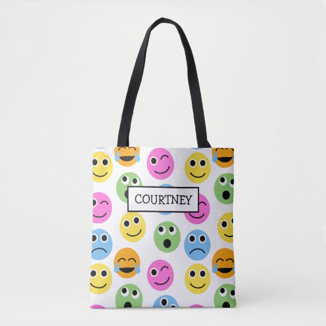 Bolso De Tela Las Emojis personalizadas se enfrentan a patrones  (Anverso)