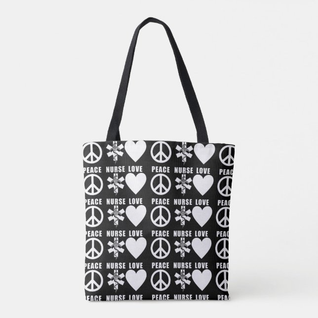 Bolso De Tela Las enfermeras aman la paz      (Reverso)