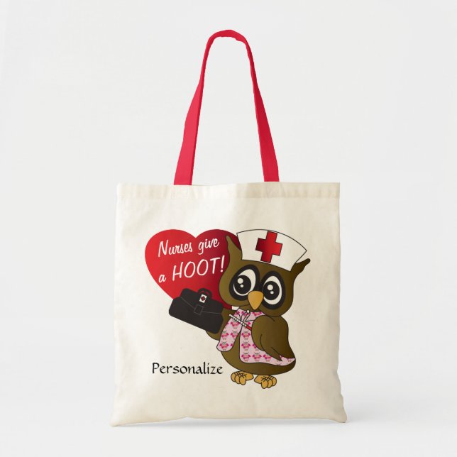 Bolso De Tela ¡Las enfermeras dan una patada! Owl Nurse (Frente)