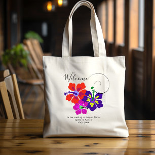 Bolso De Tela Las Flores De Hibiscus En Negrita Reciben A Los Hu