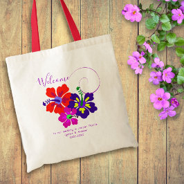 Bolso De Tela Las Flores De Hibiscus En Negrita Reciben A Los Hu