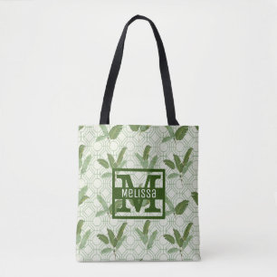 Bolso De Tela Las hojas de palma tropicales el   añaden su
