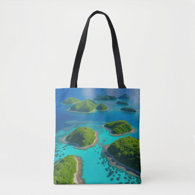 Bolso De Tela "Las islas en la bolsa: El paraíso oceánico lleva  (Anverso)
