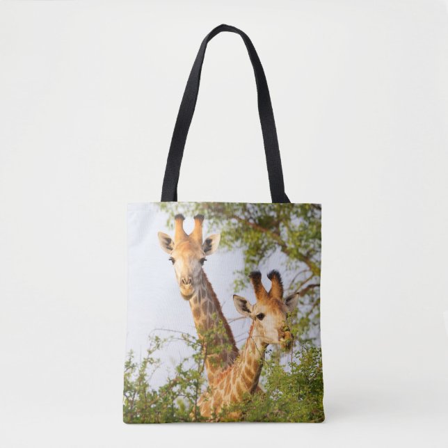 Bolso De Tela Las jirafas que buscan por encima de la vegetación (Anverso)