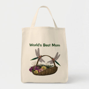 Bolso De Tela Las mejores flores de las libélulas de la mamá de